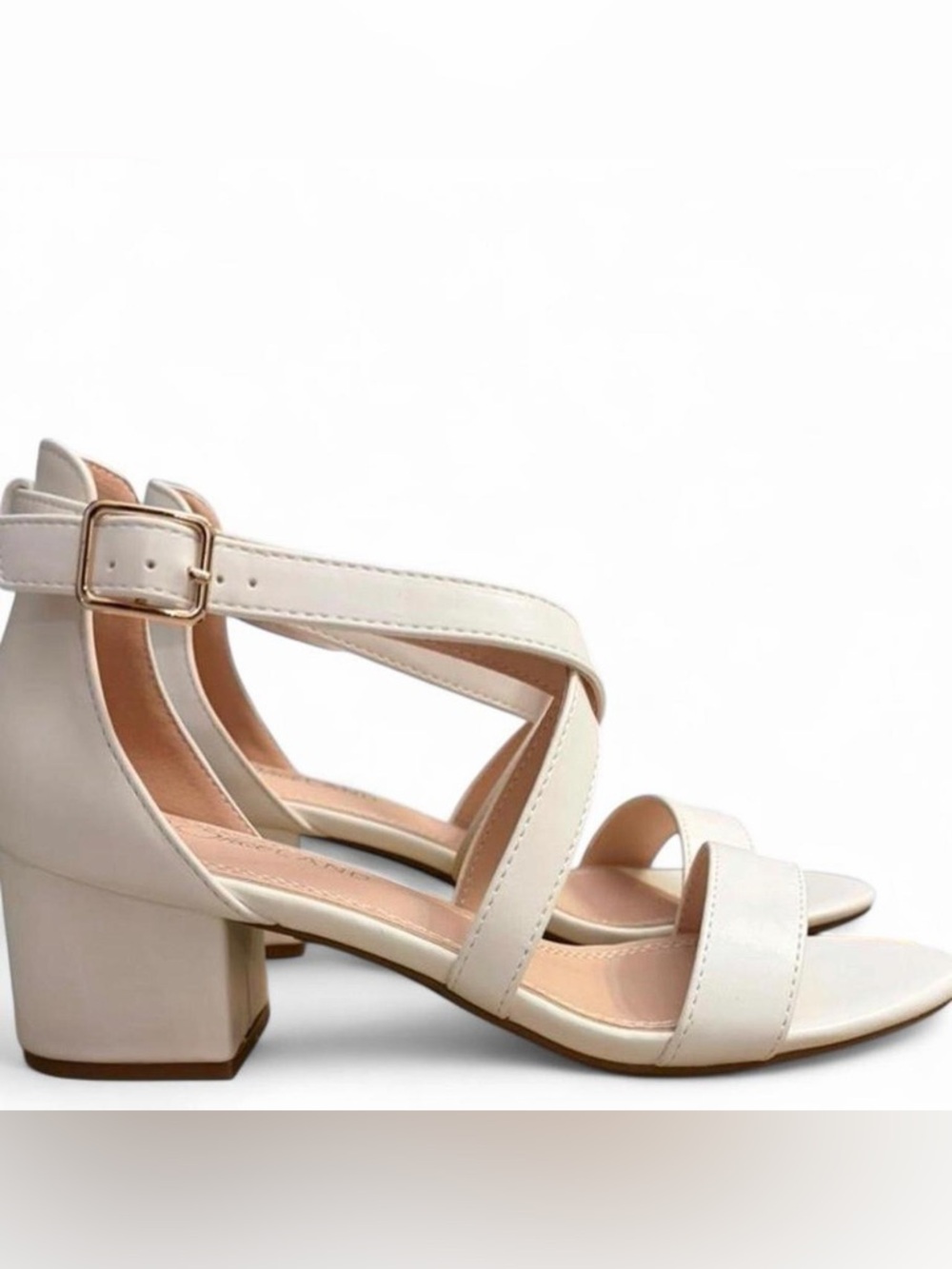 Elegant Cream Strappy Block Heel Sandals
